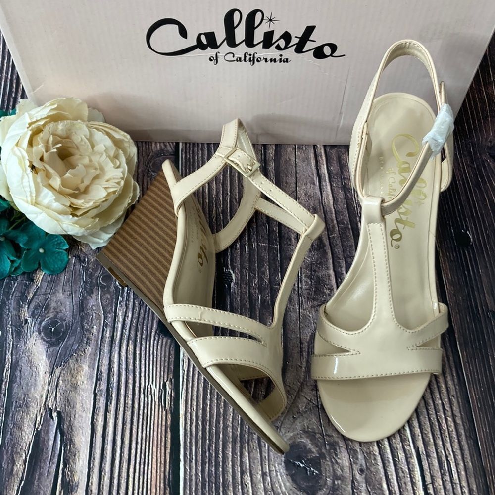 Callisto Upright Nude Wedge Sandals 5M